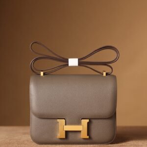 Constance 19 Pewter Gray with Gold Buckle Eom Cowhide Leather Single Shoulder/Crossbody Bag